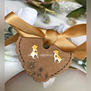 Gold dog earrings stud earrings small earrings minimalist earrings in gift box
